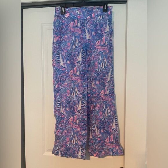 Lilly Pulitzer Blue and Pink Tropical Print Pants - Picture 1 of 4